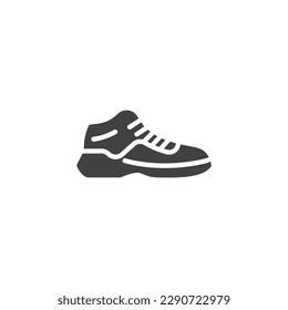 Basketballschuh, Vektorsymbol. volles Flachzeichen für mobiles Konzept und Webdesign. Sneaker-Schuhglyph-Symbol. Symbol, Logo-Abbildung. Vektorgrafik