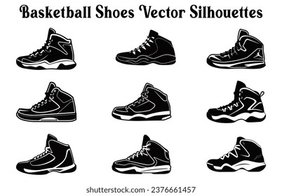 Basketball Shoe vector silhouette bundle, Shoe, Shoe silhouette, shoe icon