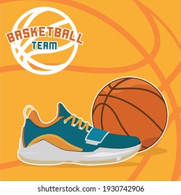 basketball shoes and ball background vector