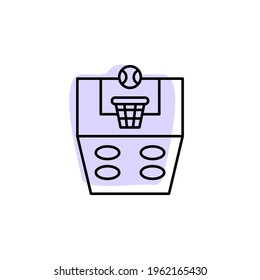 Baloncesto, tiro con icono del vector de sombra de color en juego