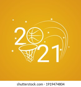 Basketball sign 2021. Basketball background and logo for a basketball event. Vector illustration