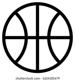 Basketball sign icon - black simple outline, isolated - vector illustration