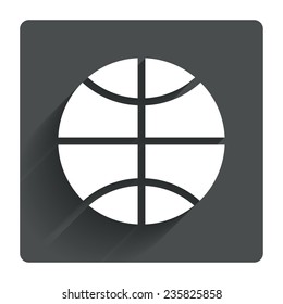 Basketball sign icon. Sport symbol. Gray flat square button with shadow. Modern UI website navigation. Vector