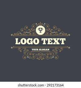 Basketball sign icon. Sport symbol. Winner award cup. Flourishes calligraphic ornament. Vector