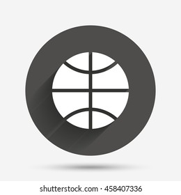 Basketball sign icon. Sport symbol. Circle flat button with shadow. Vector