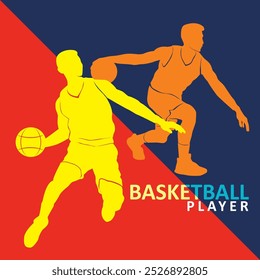 basketball silhouette form male player vector, sport icon basketball player dribbling ball