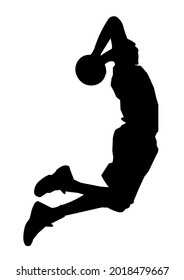 Basketball silhouette player on white background. 
