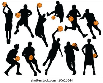 basketball silhouette vector collection