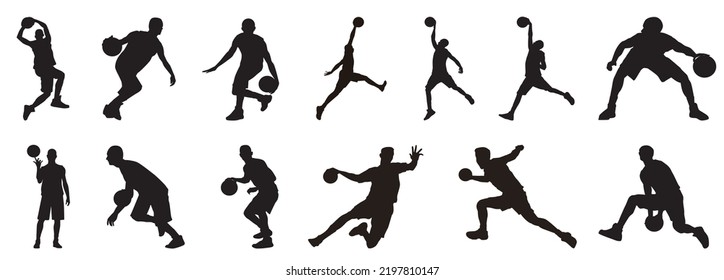 Basketball silhouettes. Vector set of Basketball players silhouettes.