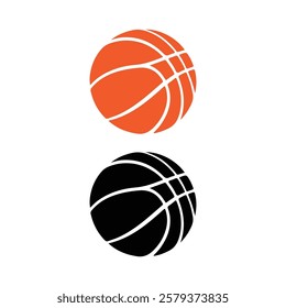 basketball silhouettes with white background and color versions, Basketball ball Minimalistic Flat  Stroke Icon Pictogram Illustration