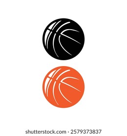 basketball silhouettes with white background and color versions, Basketball ball Minimalistic Flat  Stroke Icon Pictogram Illustration