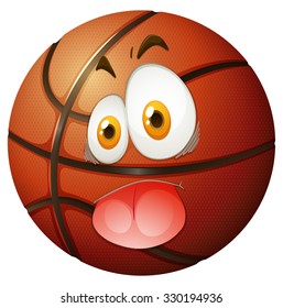 Basketball with silly face illustration