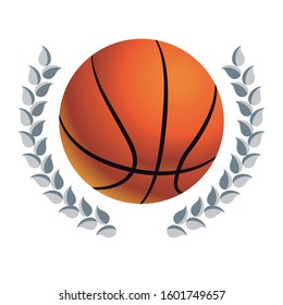 Basketball with Silver Laurel Wreath