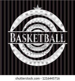 Basketball silver shiny badge