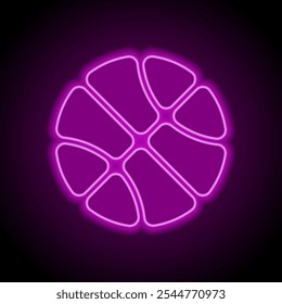 Basketball einfache Ikone Vektor. Flaches Design. violettes Neon auf schwarzem Hintergrund.ai