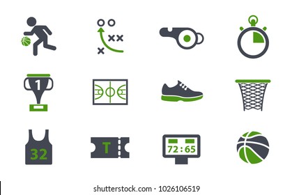 basketball simple vector icons in two colors