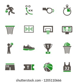 basketball simple vector icons in two colors