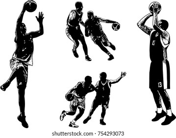 Basketball Sketch Illustrations Set - Vector
