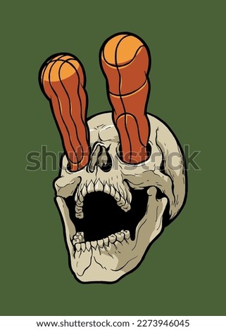 Basketball skull. Skull with basketball eyes isolated vector illustration.