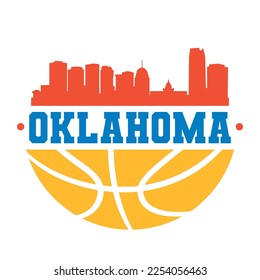 Basketball Skyline City Silhouette Vector. Basket Design Style Icon Symbols. Sport America Ball.