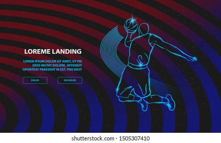 Basketball Slam dunk by Basketball Player. Vector Sport Background for Landing Page Template.