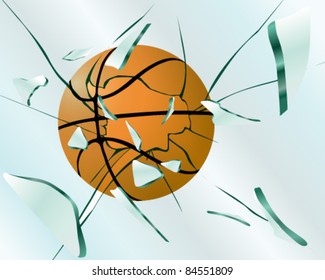 Basketball smashes glass