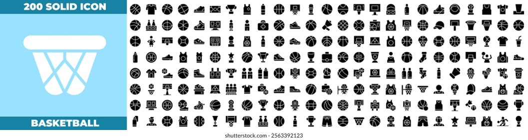 Basketball Solid Editable Icons set. Vector illustration in modern thin solid style of basketball icons: basketball, player, sport, etc