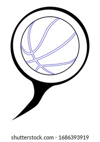 Burbuja de discurso de baloncesto sobre fondo blanco