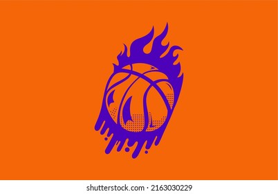 Basketball Speed Art Style with Flame Modern Vector Design