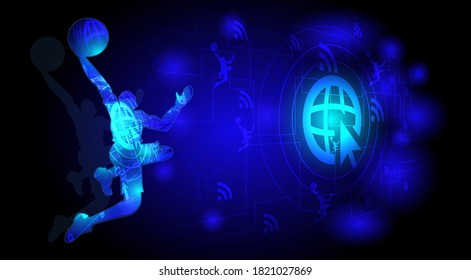 Basketball sport background design. Website landing page. Template for apps. Vector illustration.