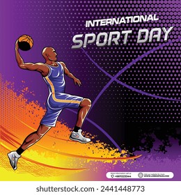 Basketball sport background vector. international sports day banner background template