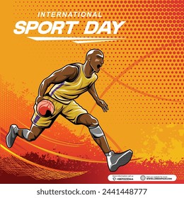 Basketball sport background vector. international sports day banner background template