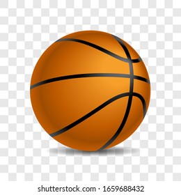 Basketball Sport Ball Vector Semi Realistic 3d Gradient Illustration on Transparent Background