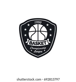 Basketball sport black & white logo vector