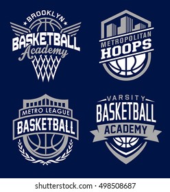 Basketball sport emblem set
