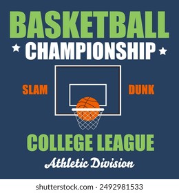 Basketball Sport Fashion Typography Graphics. T-shirt Design. Vector illustration