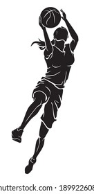Basketball Sport, Female Lay-up Silhouette