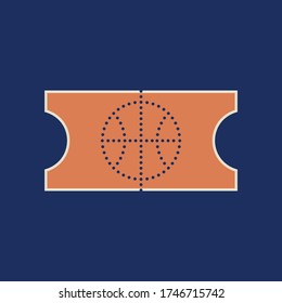 Basketball sport game ticket with basketball ball. Retro design logo