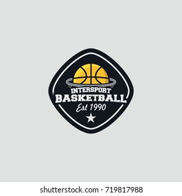 Basketball sport logo black background vector