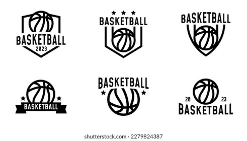 Basketball sport logo collection. Sports symbol for template or element. Basketball tournament vector design