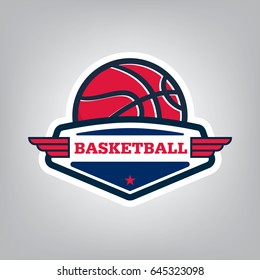 Basketball sport logo template design, vector illustration