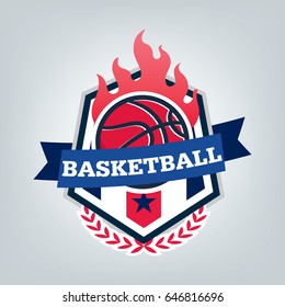 Basketball sport logo template design, vector illustration