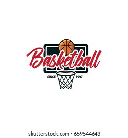 Basketball sport logo typography vector