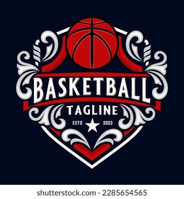 basketball sport logo. with vintage style ornaments. perfect for basketball teams