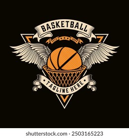 basketball sport logo. with vintage style ornaments. perfect for basketball teams