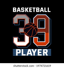 basketball sport, player, typography graphic design, for t-shirt prints, vector illustration
