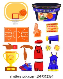 Basketball Sport Set Flat Cartoons Style Stock Vector (Royalty Free ...