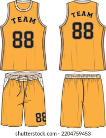 Basketball sport team Jersey team uniform set template flat sketch set mock-up