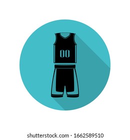 Basketball sport unoform long shadow icon. Simple glyph, flat vector of arrow icons for ui and ux, website or mobile application