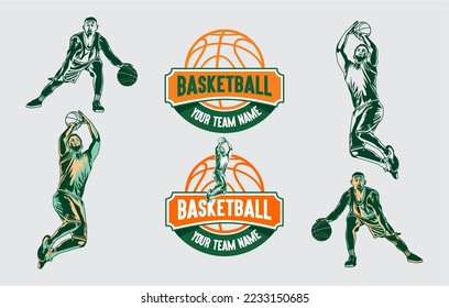 
deporte de baloncesto con un diseño vectorial con un toque vintage